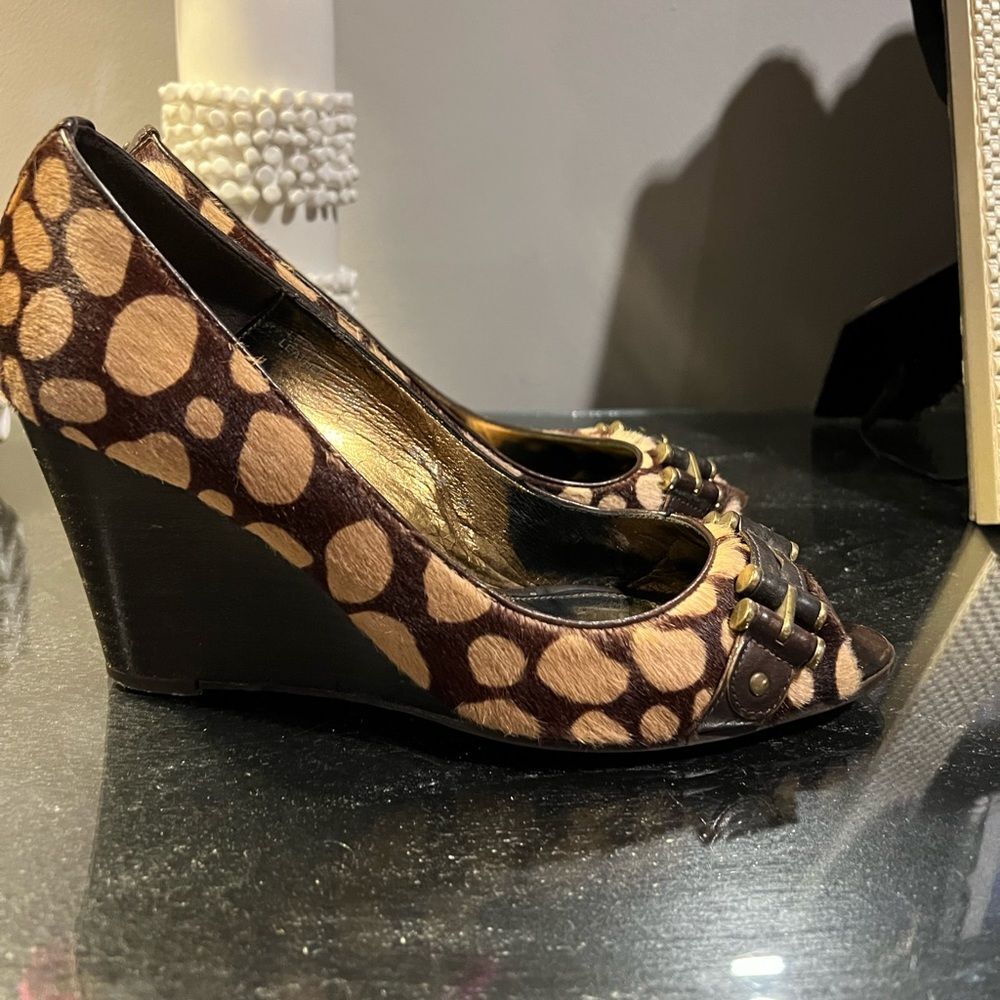 J Crew Collection Spotted Calf hair Wedges